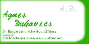 agnes wukovics business card